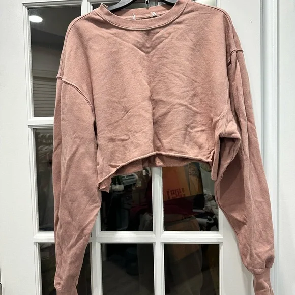 Good American Pink Cropped Sweatshirt Size 2 - Picture 2 of 3